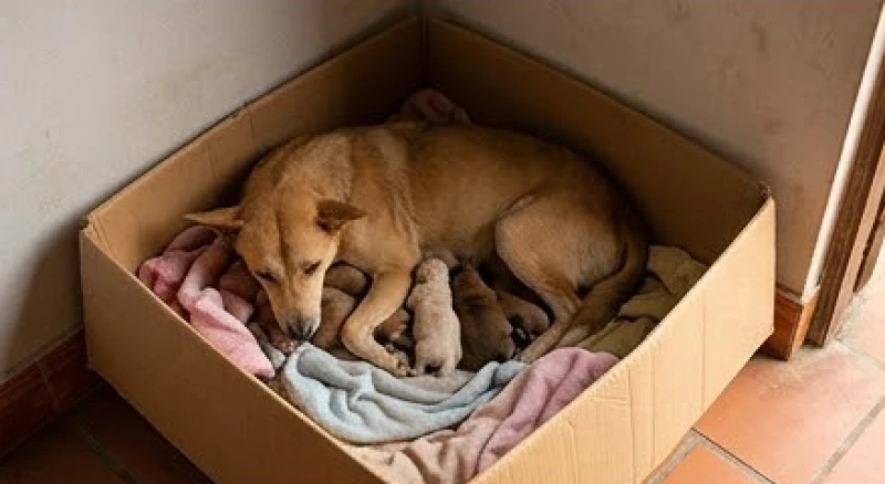 Chó vào nhà là điềm gì: Giải mã phong thủy và cách xử lý 3 Ổ chó mẹ sinh con được lót vải ấm áp đặt gọn gàng trong góc khuất gió của hiên nhà