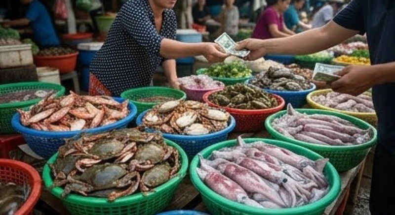Mơ thấy hải sản đánh con gì: Tra cứu điềm báo & số may mắn 2 Khu chợ truyền thống tấp nập bày bán các loại tôm, cua, mực và hải sản tươi sống