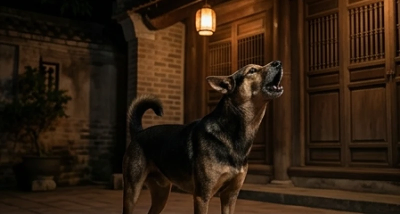 Chó hú là điềm gì: Giải mã theo khung giờ và cách xử lý 1 Chú chó cảnh giác đứng hú trong đêm tối để cảnh báo kẻ lạ đột nhập theo bản năng sinh tồn