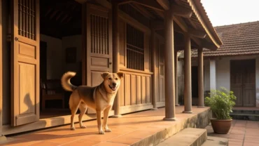Chú chó hiền lành bước qua cửa chính mang theo năng lượng tích cực giải đáp chó lạ vào nhà là điềm gì