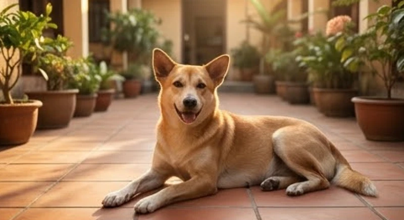 Mơ thấy chó có bầu: Điềm hung cát & số may mắn theo bối cảnh 2 Chú chó nhà quen thuộc đang mang thai nằm thư giãn trong khoảng sân nhỏ, đại diện cho dòng tiền nội tại an toàn