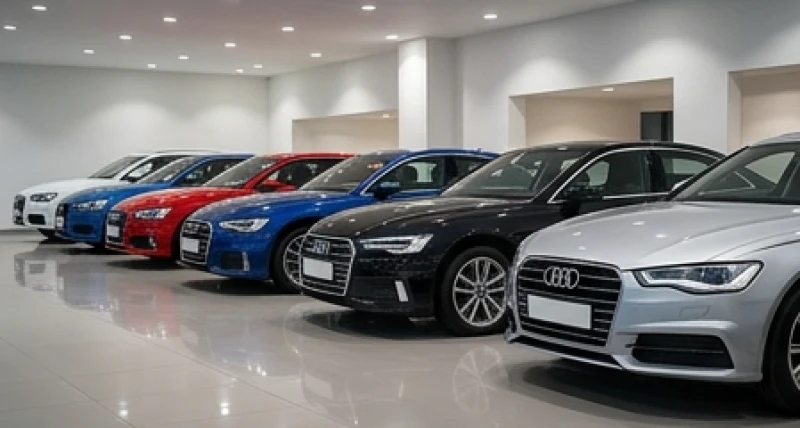 Bảng màu sơn ô tô đa dạng phản chiếu ánh sáng trong một showroom hiện đại hỗ trợ người mua chọn màu hợp mệnh