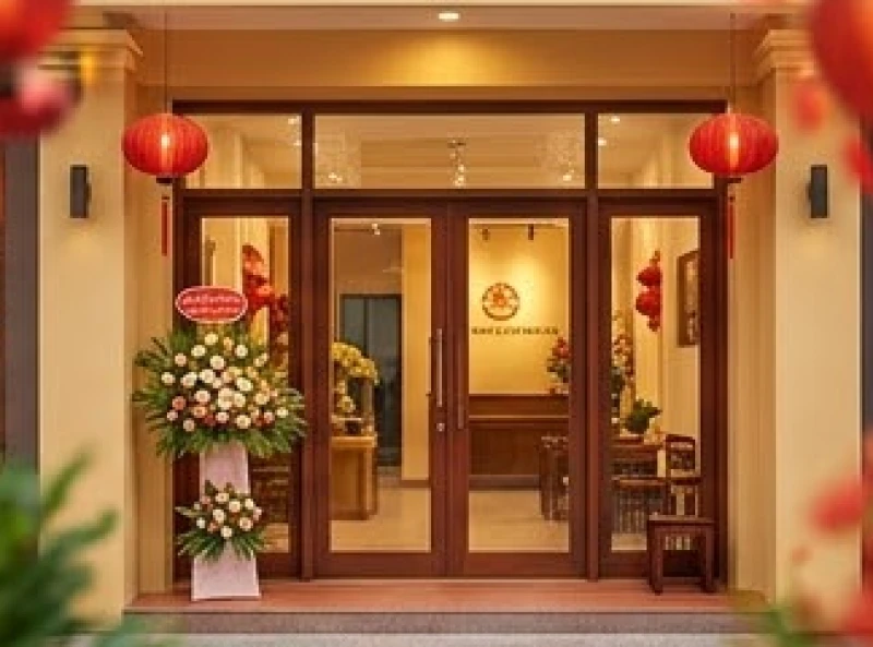 Chọn ngày tốt cho tuổi Hợi: Bảng tra cứu và tránh phạm kỵ 6 Không gian cửa hàng được thắp sáng rực rỡ chuẩn bị cho buổi lễ khai trương hồng phát