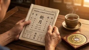 Gia chủ cẩn thận tra cứu lịch vạn niên để chọn ngày tốt cho tuổi thân trước khi tiến hành đại sự