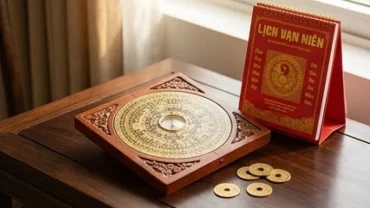 Lịch vạn niên và la bàn phong thủy giúp chọn ngày tốt cho tuổi Tuất khi làm nhà, mua xe