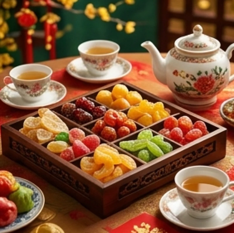 Khay mứt Tết truyền thống và tách trà đón khách đầu năm vô cùng ấm cúng