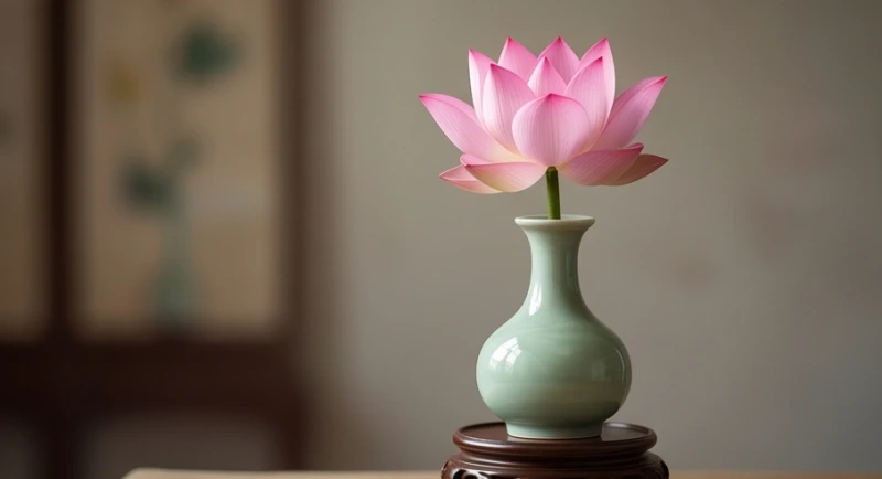 Hoa sen hồng chớm nở bung tỏa trong không gian yên bình đại diện cho sự thay thế an toàn khi cử hành hỷ sự