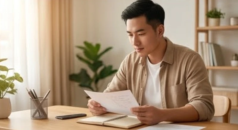 Người đàn ông trầm tư suy nghĩ về kế hoạch tài chính và gia đình ngay tại bàn làm việc