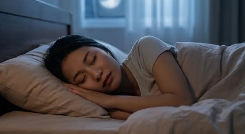 Người phụ nữ Việt Nam đang ngủ sâu giấc trong không gian tĩnh lặng phản ánh giai đoạn giấc ngủ mắt chuyển động nhanh