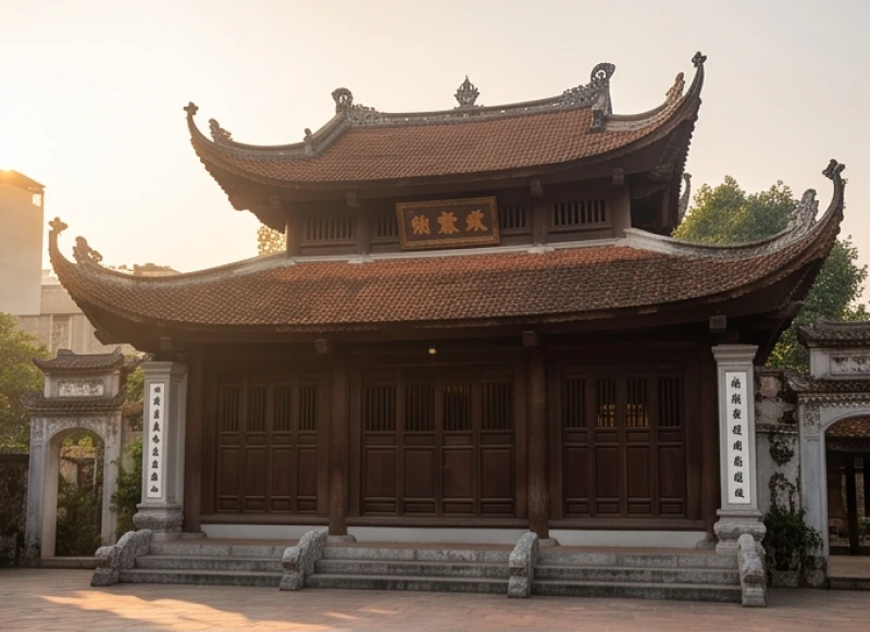 Khung cảnh bình yên tại Thánh Đức Tự vào khung giờ vắng vẻ giúp người đi lễ dễ dàng tập trung cầu nguyện