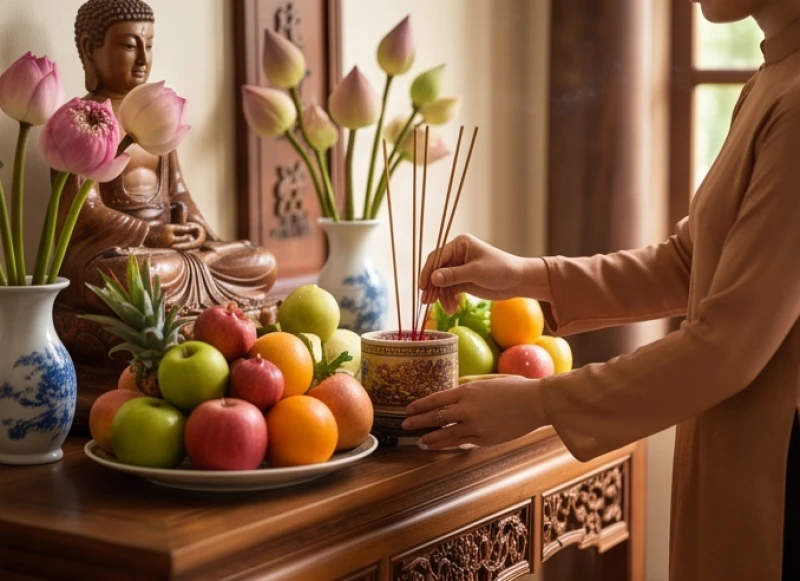 Văn khấn lập điện thờ tại gia: Trình tự an vị và sắm lễ chuẩn 2 Gia chủ thành tâm chuẩn bị danh sách đồ lễ và vật phẩm cần thiết trước khi lập điện thờ tại nhà