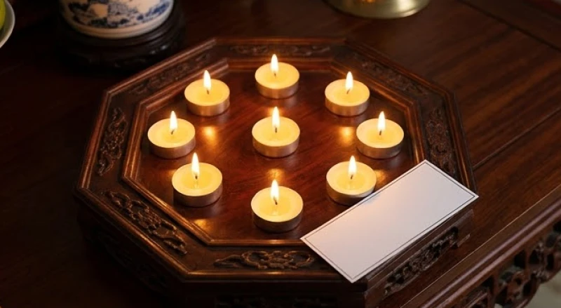 Bố trí đúng 8 ngọn nến và bài vị màu trắng trên mâm cúng sao Thái Bạch.