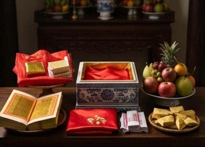 Mâm lễ vật và các đồ dùng tâm linh cần thiết được chuẩn bị cẩn thận cho nghi thức bốc mộ