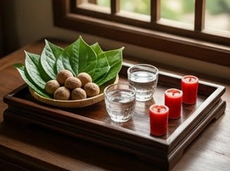 Các vật phẩm cơ bản trên mâm lễ dâng sao giải hạn gồm trầu cau và nến