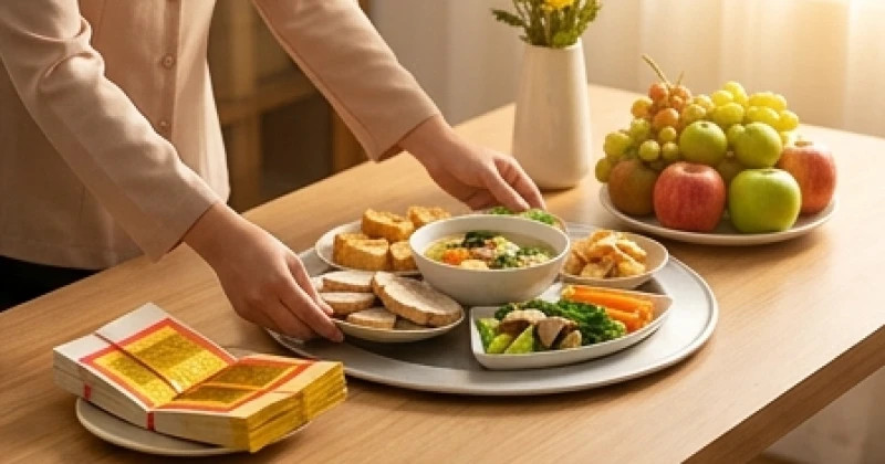 Văn khấn hóa vàng Thổ Công: Bài cúng riêng, mâm lễ và giờ đẹp 1 Gia chủ chuẩn bị mâm cúng mặn và nhang đèn để làm lễ hóa vàng Thổ Công ngày mùng 3 Tết