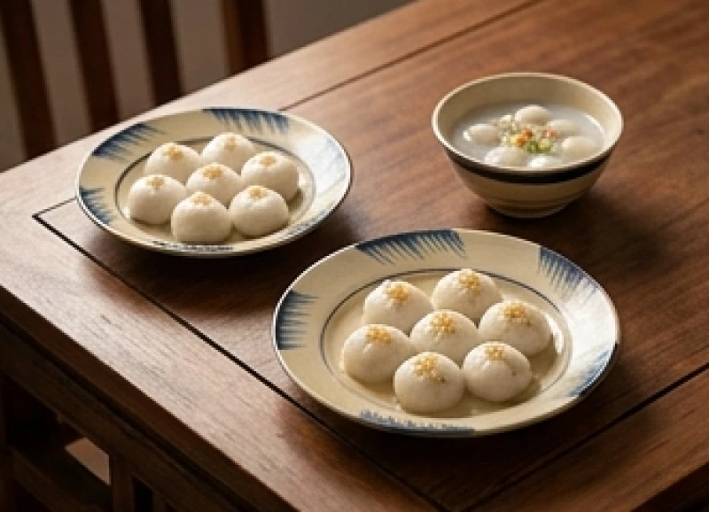 Đĩa bánh trôi và bánh chay được sắp xếp riêng biệt cho từng ban thờ nhằm đảm bảo tính thanh tịnh và trang nghiêm của buổi lễ