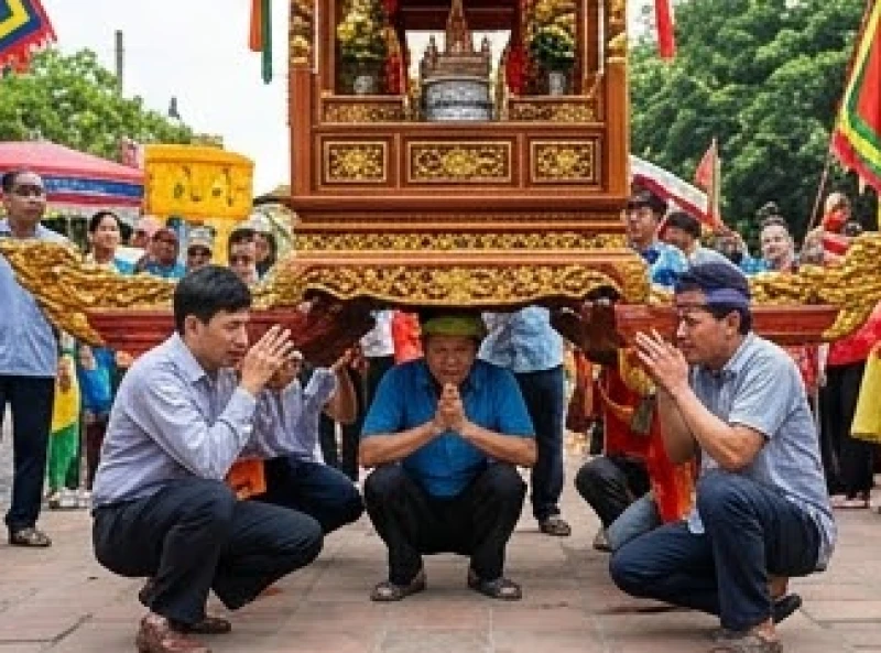 Văn khấn lễ hội Đền Và: Bài cúng chuẩn & quy trình đi lễ 10 Người dân địa phương thành kính chui qua gầm kiệu Thánh với niềm tin sâu sắc sẽ nhận được sức khỏe và phước lành