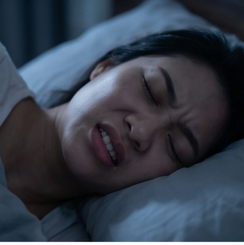 Mơ thấy răng lung lay: Điềm báo theo vị trí và bộ số may mắn 6 Người đang ngủ say nhưng cơ hàm căng cứng do ảnh hưởng của tật nghiến răng ban đêm