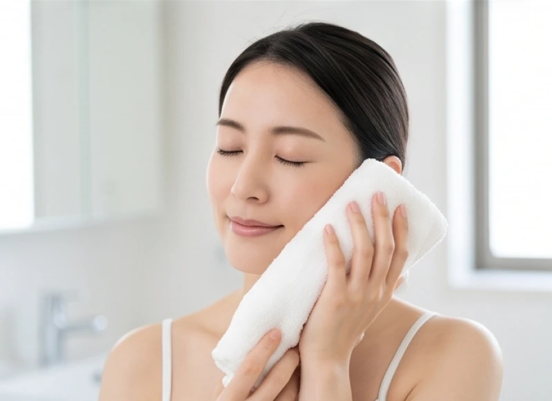 Má trái giật là điềm gì? Ý nghĩa tâm linh nam nữ và y khoa 10 Người phụ nữ áp chiếc khăn ấm lên má trái để thư giãn các bó cơ đang co thắt căng thẳng.