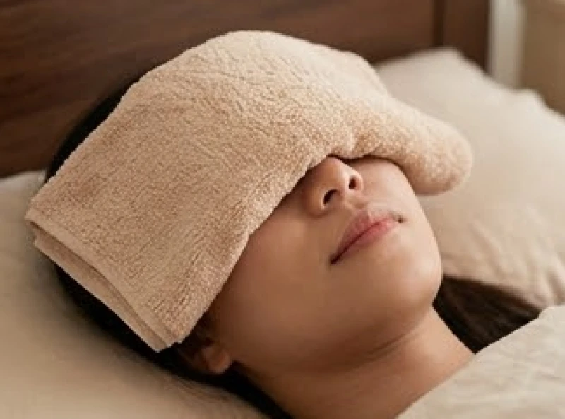 Mắt giật liên tục là điềm gì? Phân biệt tâm linh và y học 7 Đắp khăn ấm lên vùng hốc mắt giúp mạch máu giãn nở và thư giãn cơ mí mắt đang căng cứng