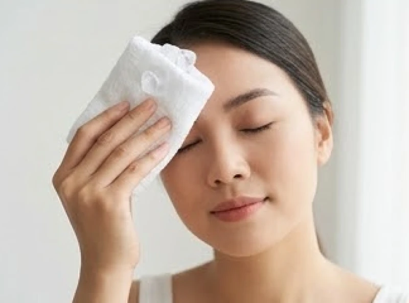 Phương pháp dùng khăn lạnh bọc đá chườm nhẹ lên chân mày để giảm ngứa an toàn