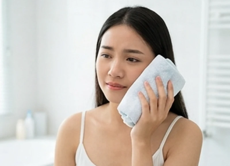 Bị mẻ răng là điềm gì: Ý nghĩa tâm linh, sơ cứu & bảng giá 9 Người phụ nữ dùng khăn sạch bọc túi đá chườm nhẹ lên má để xoa dịu cơn đau răng