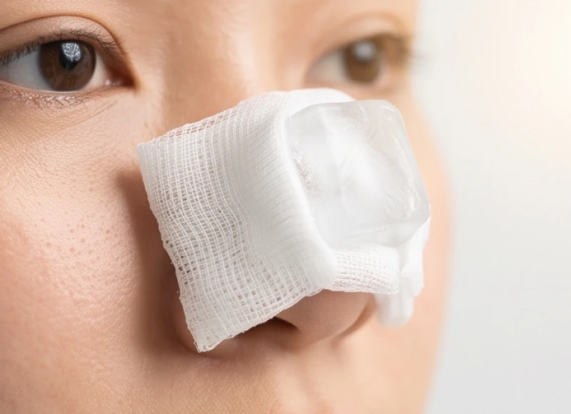 Mụn mọc ở mũi là điềm gì: Giải mã từng vị trí & cách xử lý 8 Cục đá lạnh bọc trong gạc y tế được chườm nhẹ nhàng lên cánh mũi để giảm sưng viêm