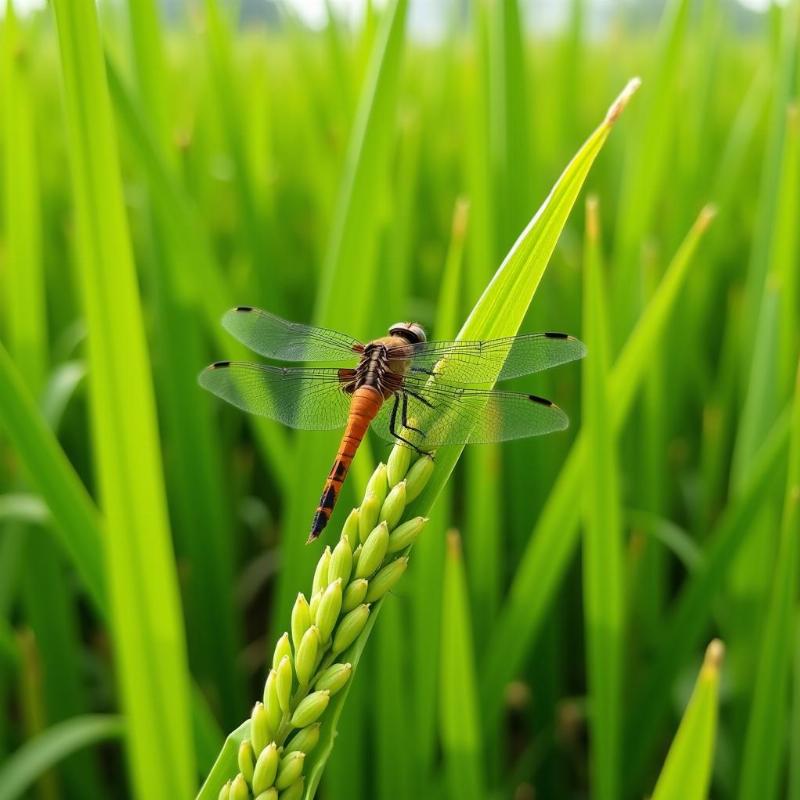 Chuồn chuồn trong đồng lúa