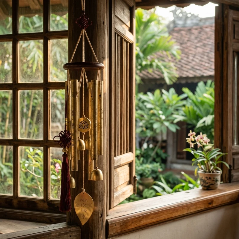 Tuổi Sửu hợp kết hôn với tuổi nào: chọn tháng cát và hóa giải 9 Chiếc chuông gió bằng đồng thau nguyên khối treo bên bậu cửa sổ ngập tràn ánh nắng giúp điều hòa vượng khí