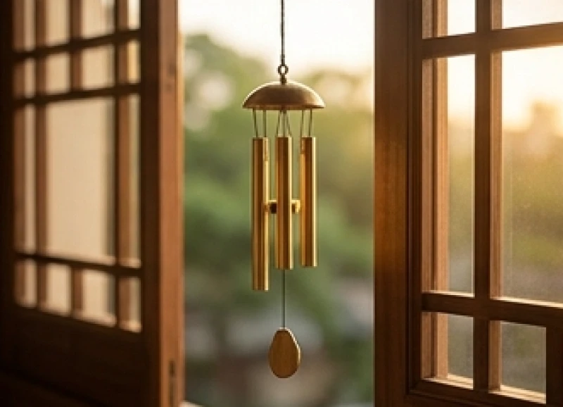 Chuông gió kim loại treo ở cửa sổ giúp tán đi năng lượng trì trệ cho các cặp mệnh thổ