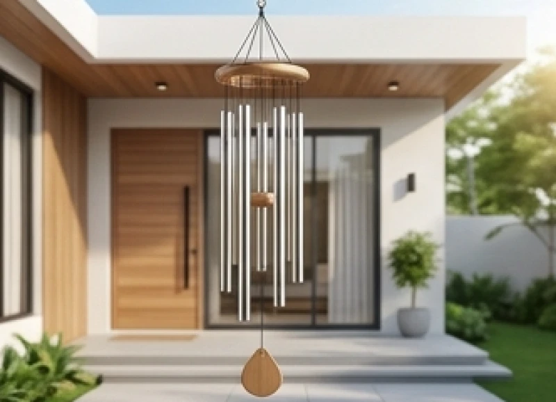 Hướng Họa Hại là gì: Cách tính quái mệnh và quy trình hóa giải 8 Chuông gió gồm các ống kim loại được treo trước hiên nhà giúp kích hoạt hành Kim và làm suy yếu sát khí