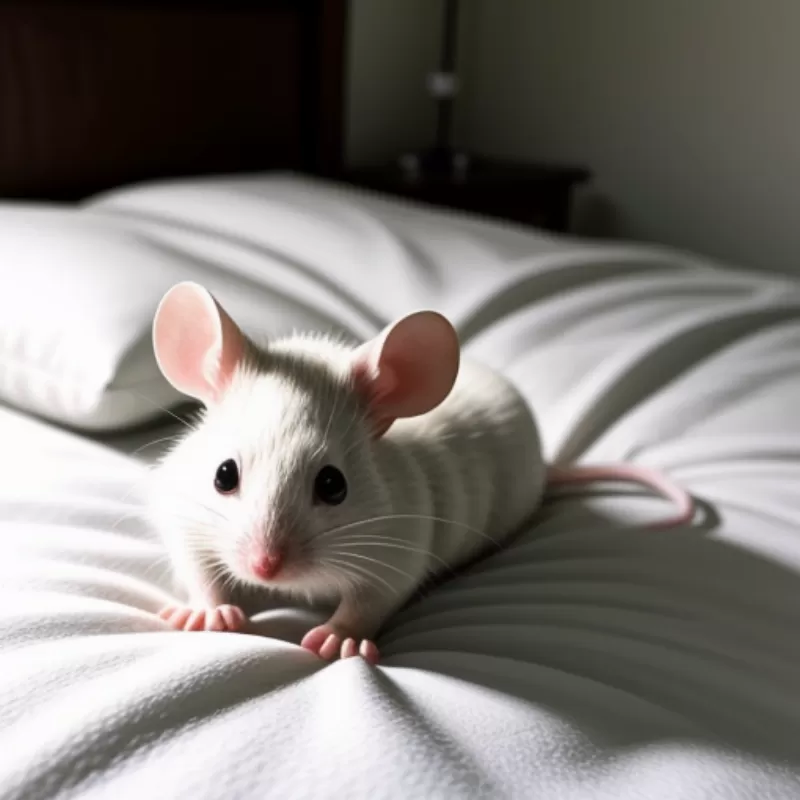Chuột trắng bò lên giường