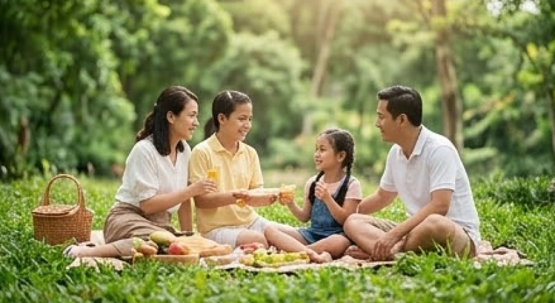 Mơ thấy đi chơi xa: Giải mã điềm báo và góc nhìn tâm lý 2 Đại gia đình quây quần vui vẻ tận hưởng chuyến du lịch dã ngoại ngoài trời