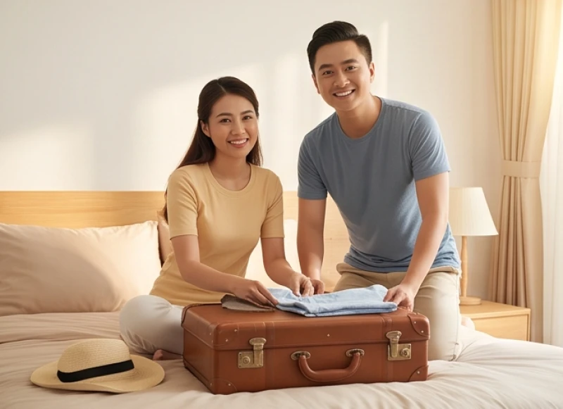 Đường tình duyên tuổi Ngọ: Mức độ hợp khắc và cách hóa giải 4 Cặp vợ chồng trẻ đang cùng nhau chuẩn bị hành lý cho một chuyến đi dã ngoại cuối tuần ngập tràn niềm vui