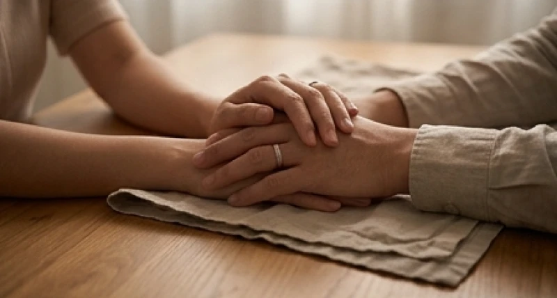 Mơ thấy vợ chồng cũ: Giải mã tâm lý, điềm báo và con số may mắn 6 Đôi bàn tay của một cặp vợ chồng đan chặt vào nhau trên bàn ăn, thể hiện sự kết nối và trân trọng hạnh phúc ở hiện tại