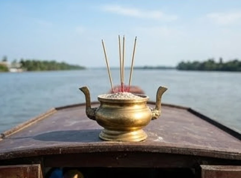 Văn khấn cúng Bà Cậu: bài cúng chuẩn và nghi thức dâng lễ 7 Lư hương được cố định chắc chắn trên nóc cabin lái của tàu thuyền