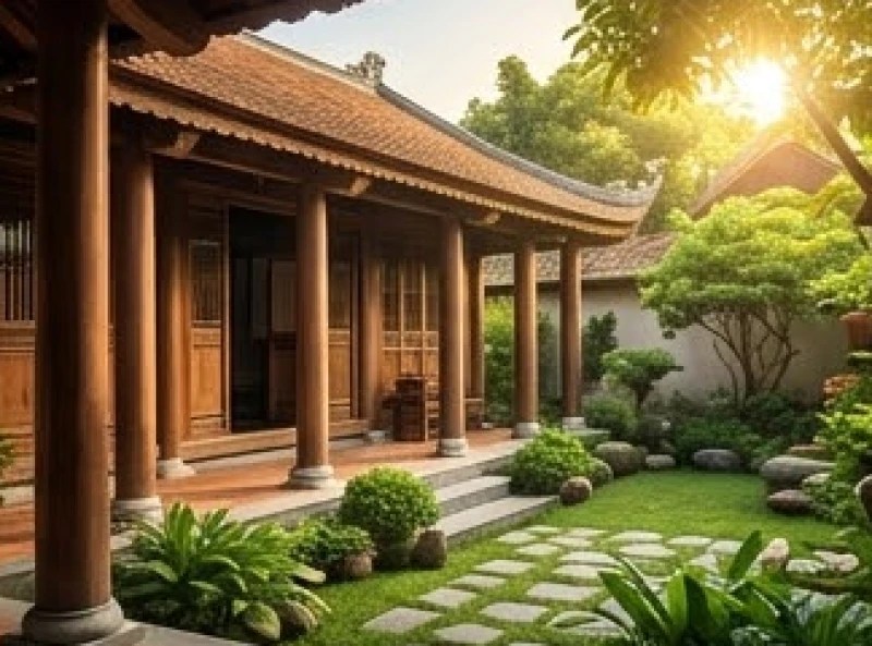 Ngôi nhà khang trang với vườn cây xanh mát là thành quả nỗ lực của giai đoạn trung vận
