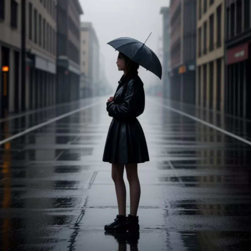 Cô gái cô đơn trong cơn mưa