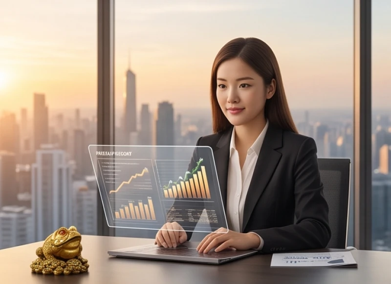 Doanh nhân trẻ tự tin nắm bắt cơ hội bứt phá lợi nhuận trong thị trường đầy biến động và cạnh tranh