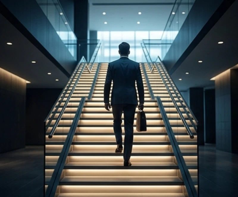 Mơ thấy tổng thống Mỹ: Điềm báo, góc nhìn Superego và con số 1 Nhân sự trẻ bước lên bậc thang ánh sáng tượng trưng cho cơ hội thăng tiến sự nghiệp sau giấc mơ