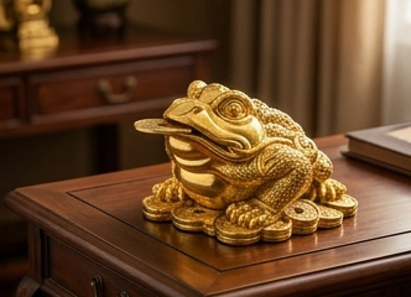 Tôn tượng thiềm thừ đúc bằng đồng thau nguyên khối mạ vàng 24K tỏa ra năng lượng kim khí sắc bén