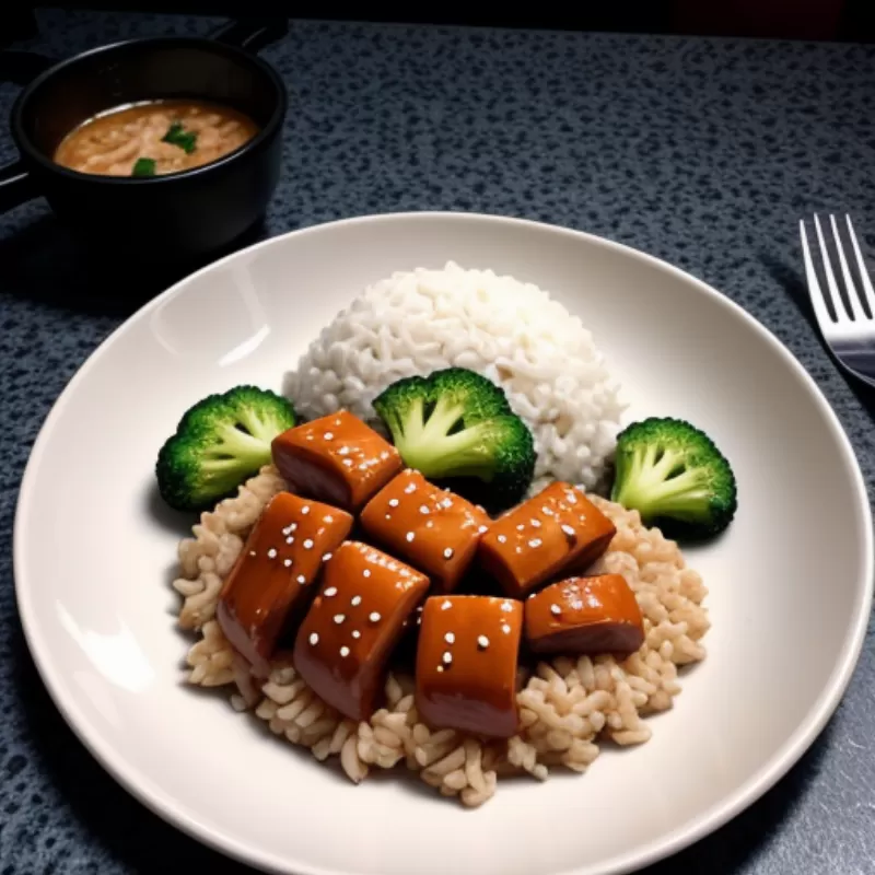 Món cơm gà sốt Teriyaki kiểu Nhật đã hoàn thành