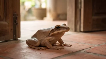 Con chão chuộc màu nâu bóng khỏe mạnh bám trên bậc thềm giúp giải mã con chão chuộc vào nhà là điềm gì