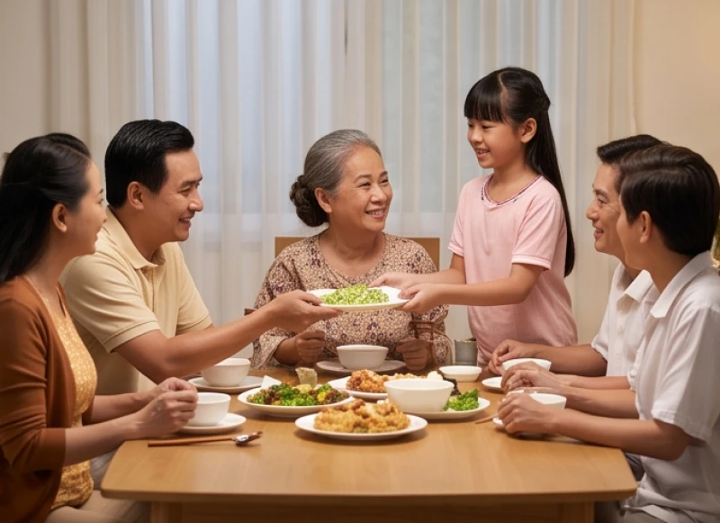 Tử vi trọn đời tuổi Giáp Thìn 1964 nữ mạng: Vận hạn & thọ mệnh 4 Bữa cơm gia đình ấm cúng với sự quây quần của ba thế hệ thể hiện sự viên mãn trong gia đạo