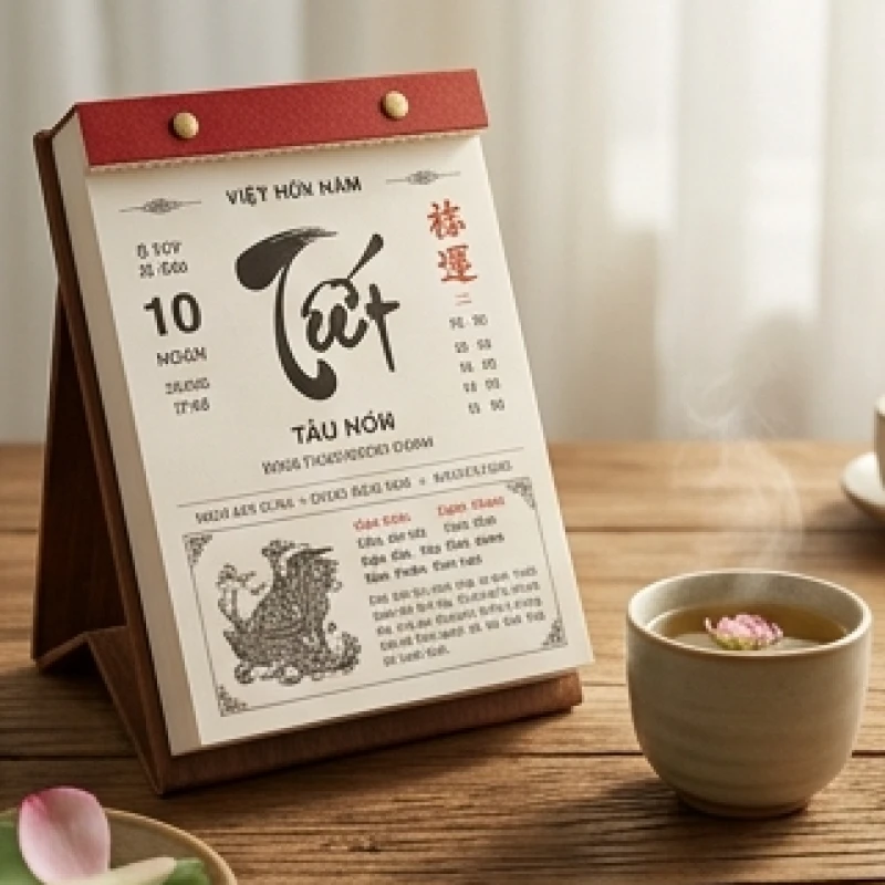 Tuổi Sửu Sinh Năm Bao Nhiêu: Bảng Tra Tuổi Mụ Và Ngũ Hành 1 Cuốn lịch vạn niên cổ truyền mở ra trang thể hiện chu kỳ hệ thống can chi của con giáp tuổi Sửu