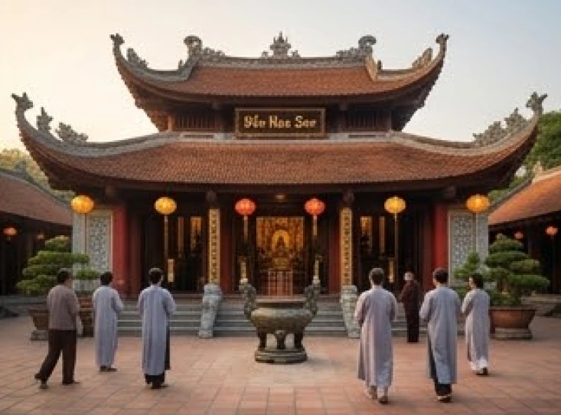 Khung cảnh cổ kính và trang nghiêm tại đền Cô Bơ Hàn Sơn Thanh Hóa trong mùa lễ hội