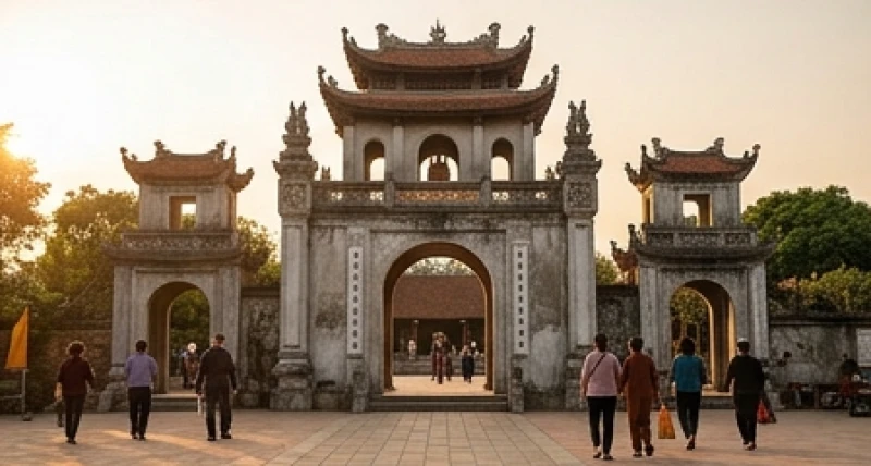 Văn khấn xin lộc Mẫu Sòng Sơn: Bài khấn chuẩn, đúng nghi thức 1 Toàn cảnh cổng tam quan đền Sòng Sơn linh thiêng tại Bỉm Sơn đón khách thập phương đến hành hương