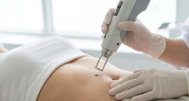 Thiết bị chiếu laser CO2 Fractional hiện đại đang thao tác xử lý vùng hắc tố trên bề mặt da