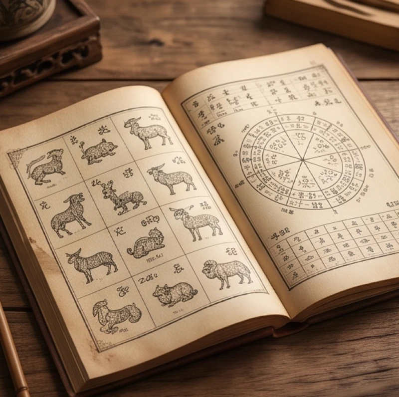 Cuốn sách tử vi cổ mở ra phần luận giải chu kỳ tam tai của mười hai con giáp