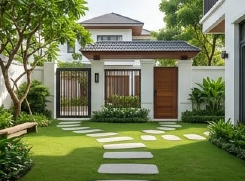 Thiết kế cổng nhà và cửa chính lệch trục giúp tụ khí trong sân
